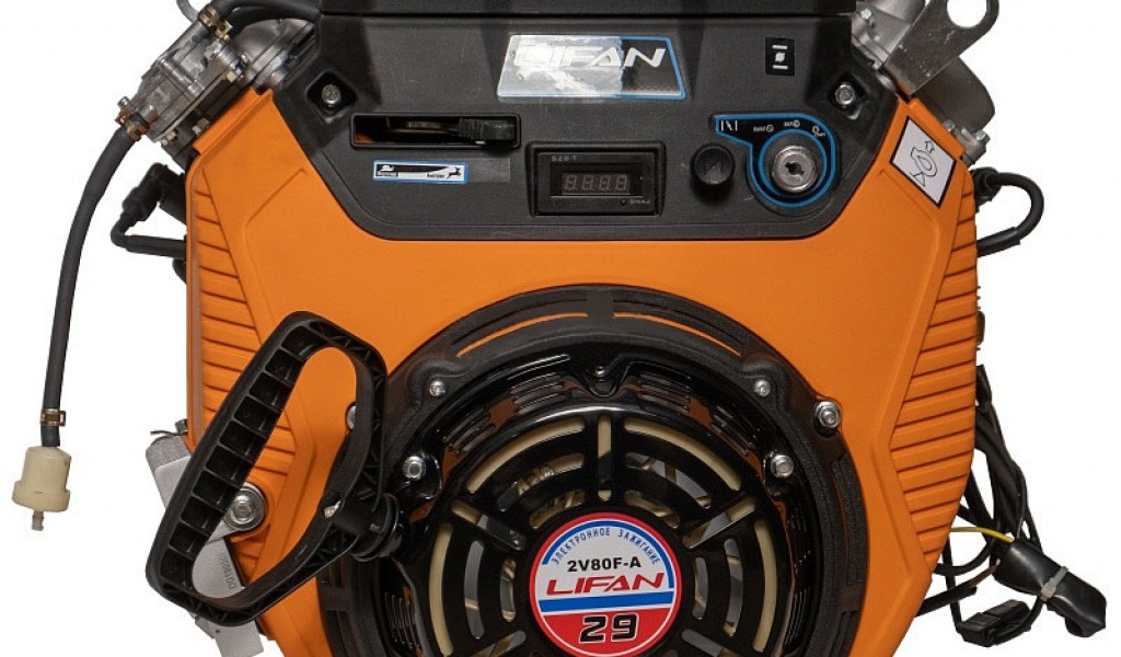 Двигатель Lifan LF2V80F-A, 29 л.с. D25 с электрозапуском катушка 20А, датчик давл./м, м/радиатор, счетчик моточасов